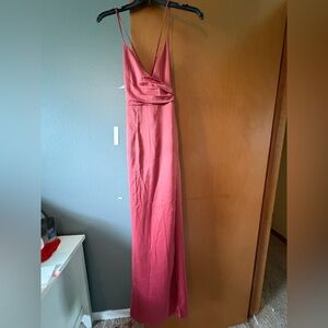 Lulu's Pink Spaghetti Strap Prom Gown